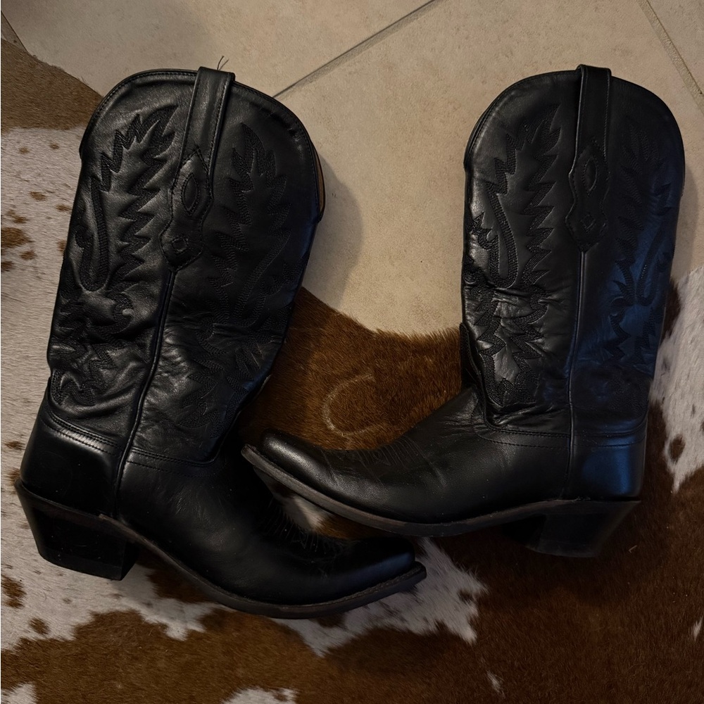 VINTAGE OLD WEST WESTERN COWGIRL Black Western Cowboy Boots - Picture 2 of 7